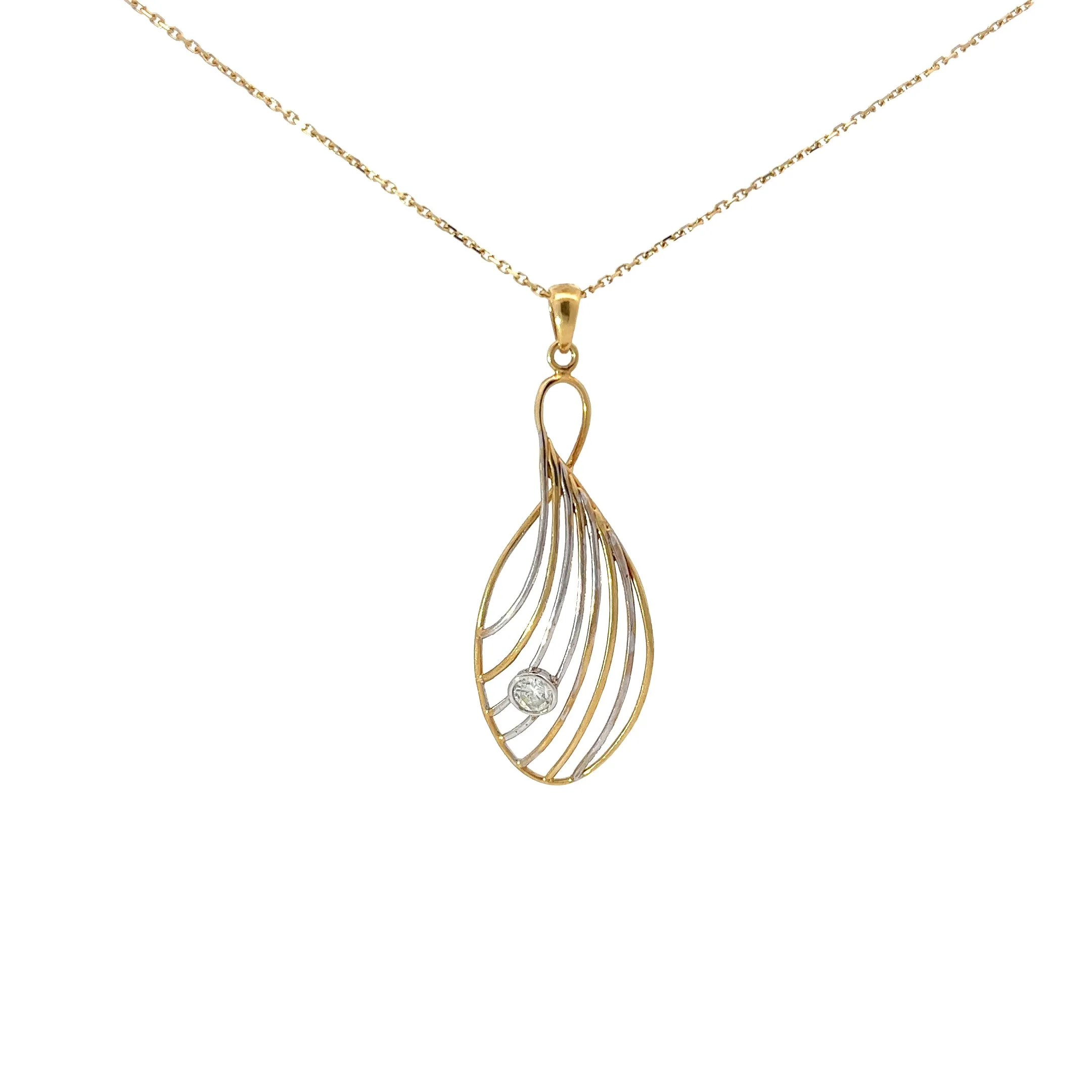 14k Two Toned .30ct F VS2 Round Diamond Necklace