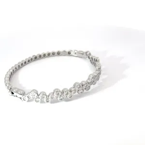 14k White Gold 1.25ct F VS2 Round Diamond Bezel Bangle Bracelet