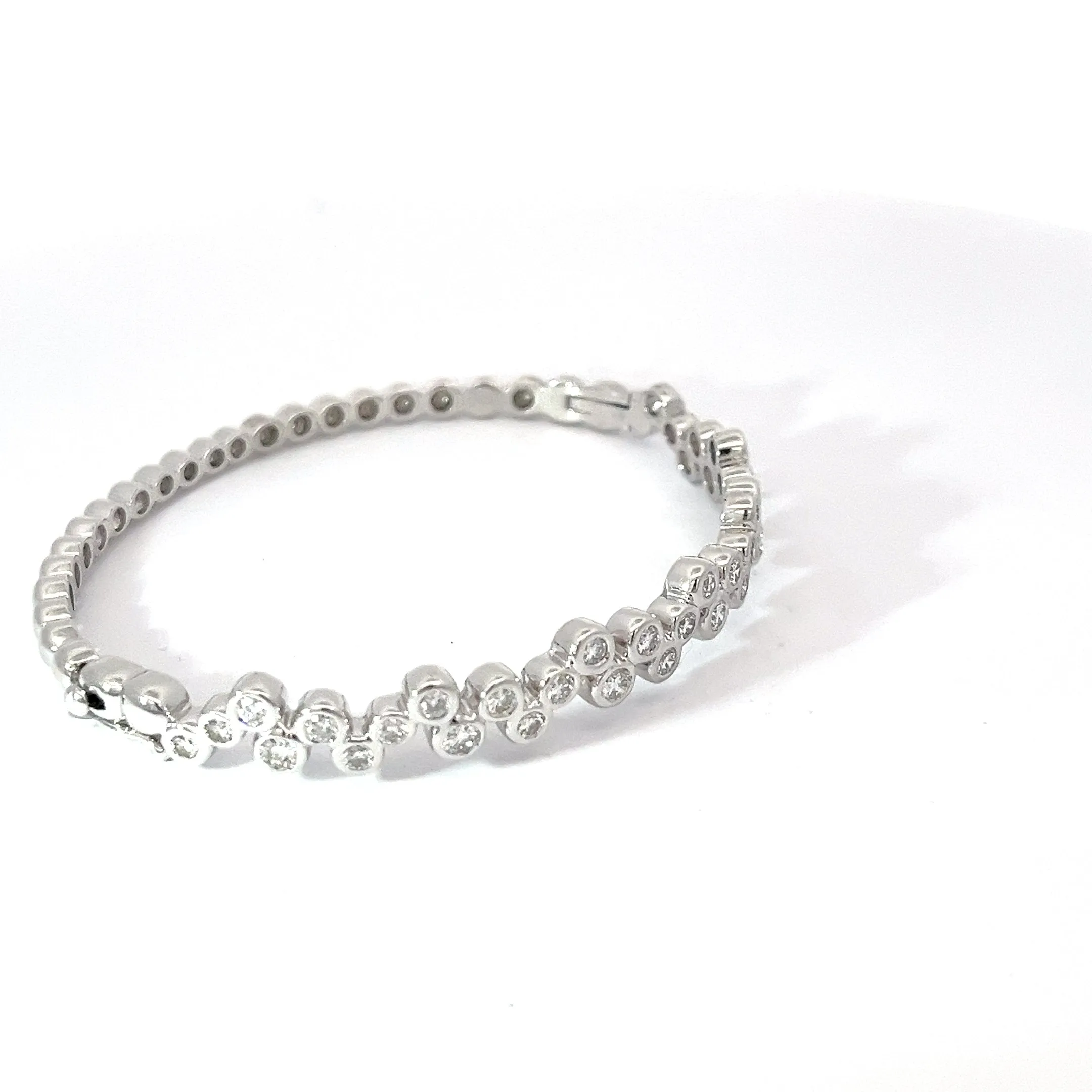 14k White Gold 1.25ct F VS2 Round Diamond Bezel Bangle Bracelet