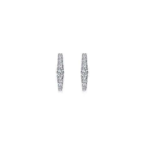 14K White Gold 13mm Classic Diamond Huggie Earrings