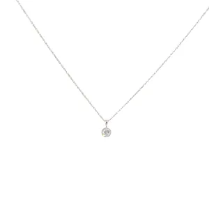 14k White Gold .25ct F VS2 Round Diamond Solitaire Pendant Necklace
