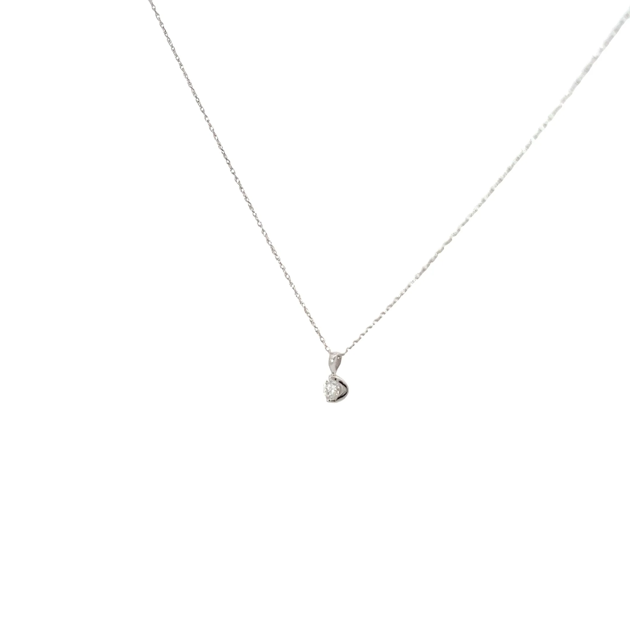 14k White Gold .25ct F VS2 Round Diamond Solitaire Pendant Necklace