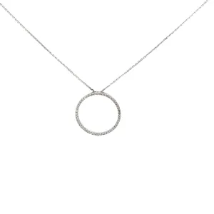 14k White Gold .25ct G SI1 Round Diamond Eternity Circle Necklace