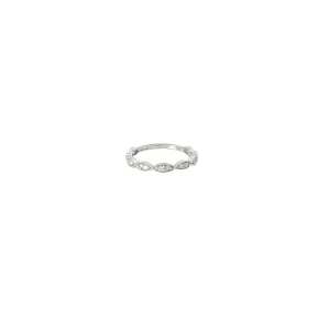 14K WHITE GOLD .25CT GSI1 ROUND DIAMOND IN MARQUISE SHAPED STACKABLE RING SIZE 6 3/4