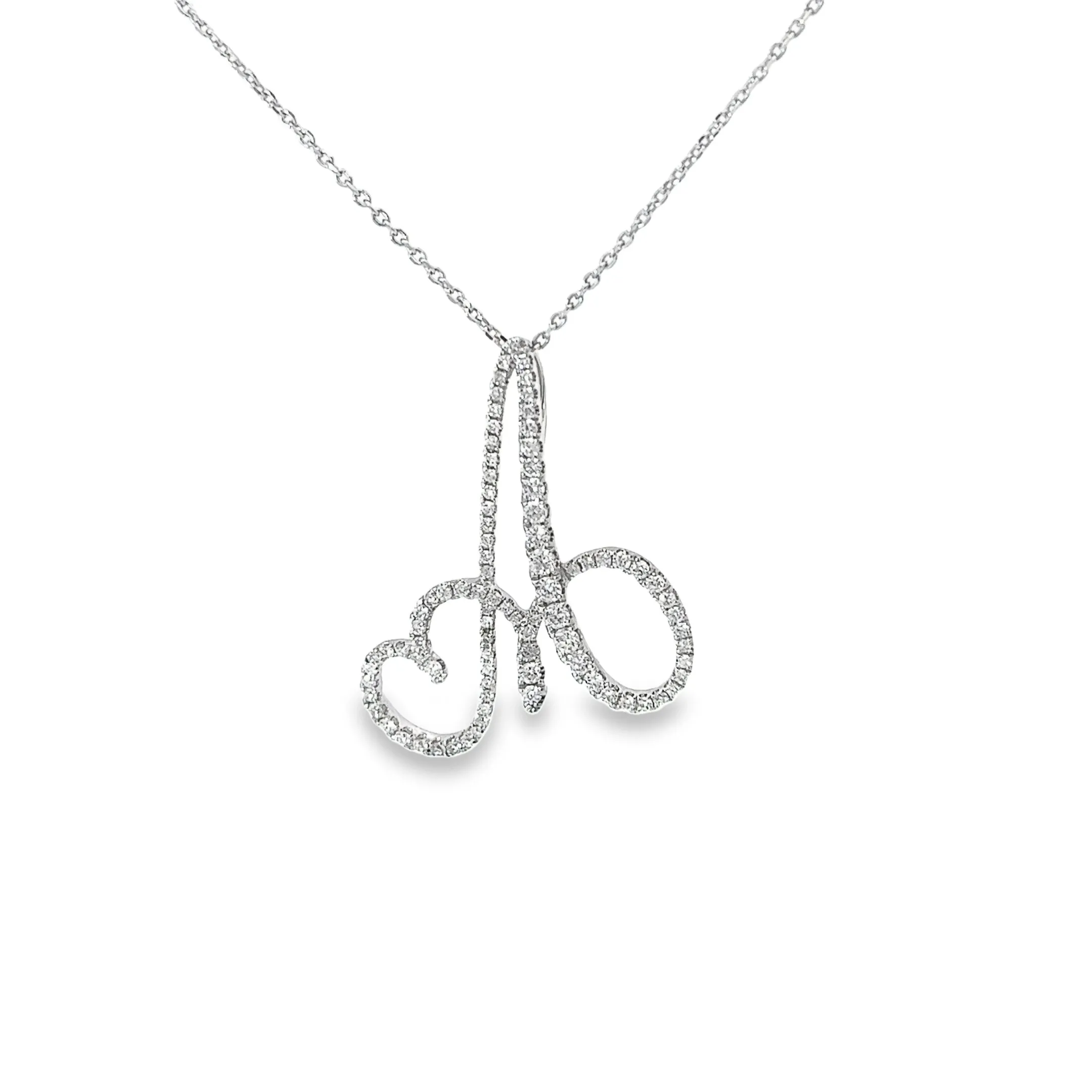 14k White Gold .50ct G VS2 Round Diamond "A" Necklace