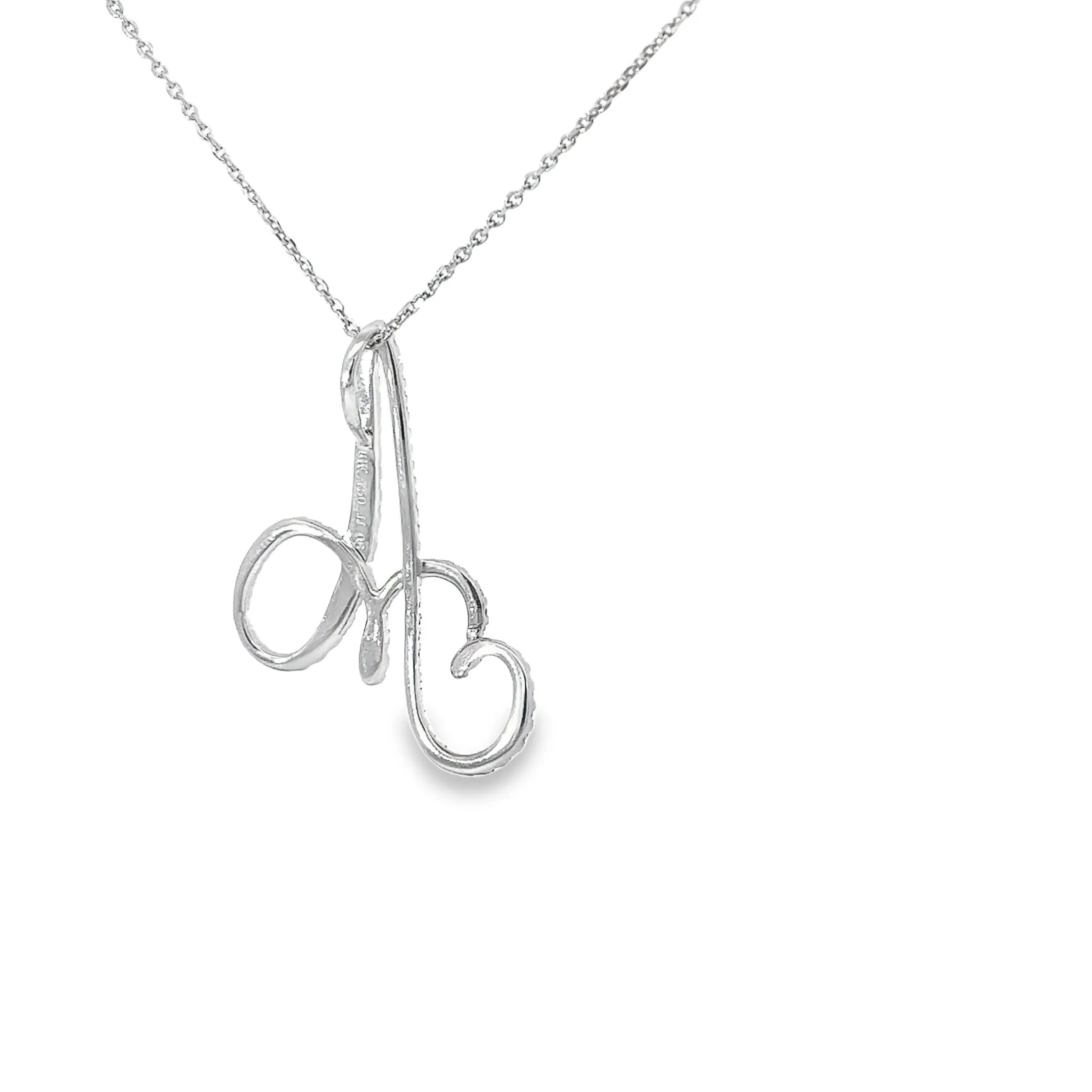 14k White Gold .50ct G VS2 Round Diamond "A" Necklace