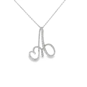 14k White Gold .50ct G VS2 Round Diamond "A" Necklace