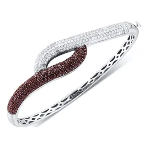 14k White Gold Cognac-brownDiamond Luxury Bangle Bracelet 2-1/2 Cttw