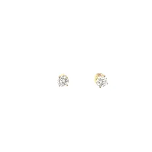14K YELLOW GOLD 1.06CT GVS2 ROUND PERFECTLY MATCHED DIAMOND STUDS