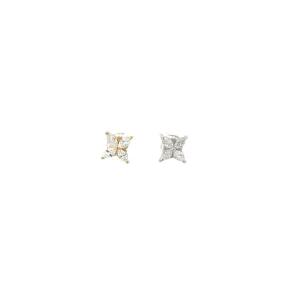 14k Yellow Gold and  White Gold  Marquise Shaped Diamond Earrings