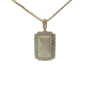14k yellow Gold Diamond Dog tag necklace