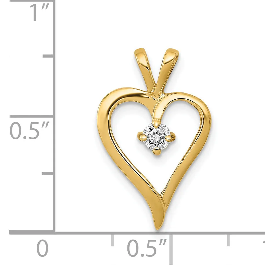 14k Yellow Gold l1 Clarity G-I Color 1/10ct. Diamond Heart Pendant
