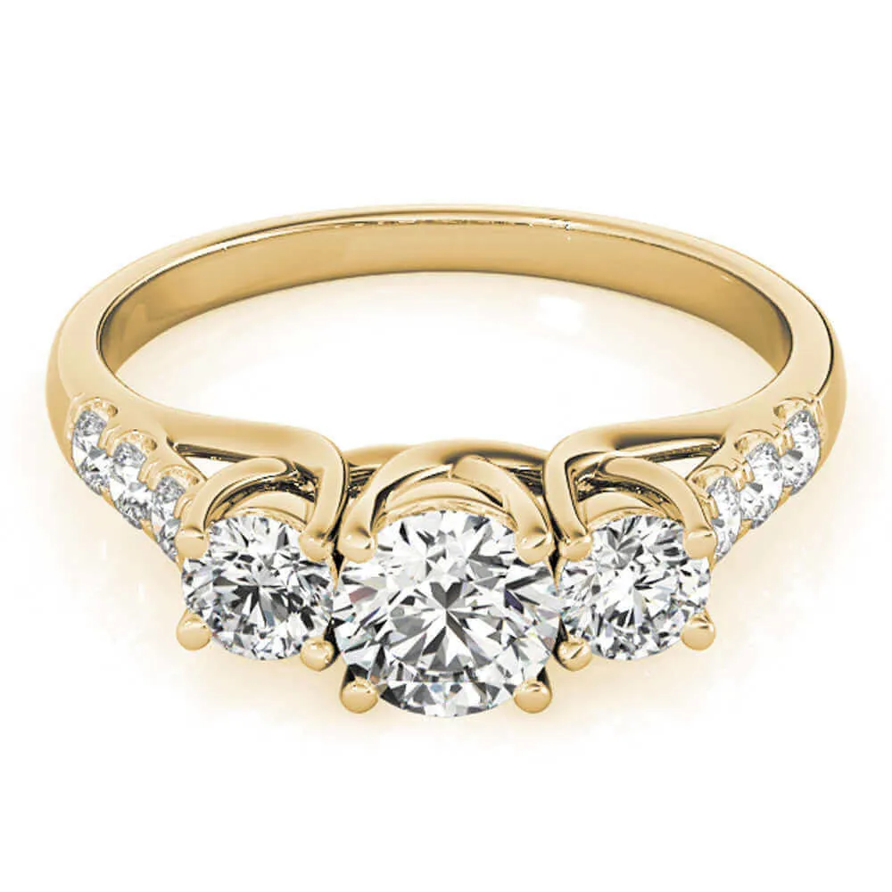 14k Yellow Gold Three-Stone Engagement Ring 0.50 carat, I-J Color, I2-I3 Clarity