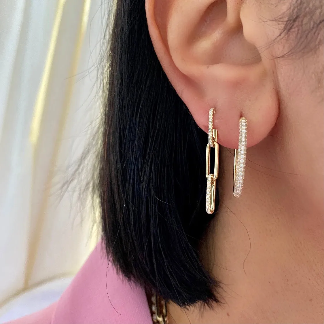 14KT Gold Diamond Charlotte Link Earrings