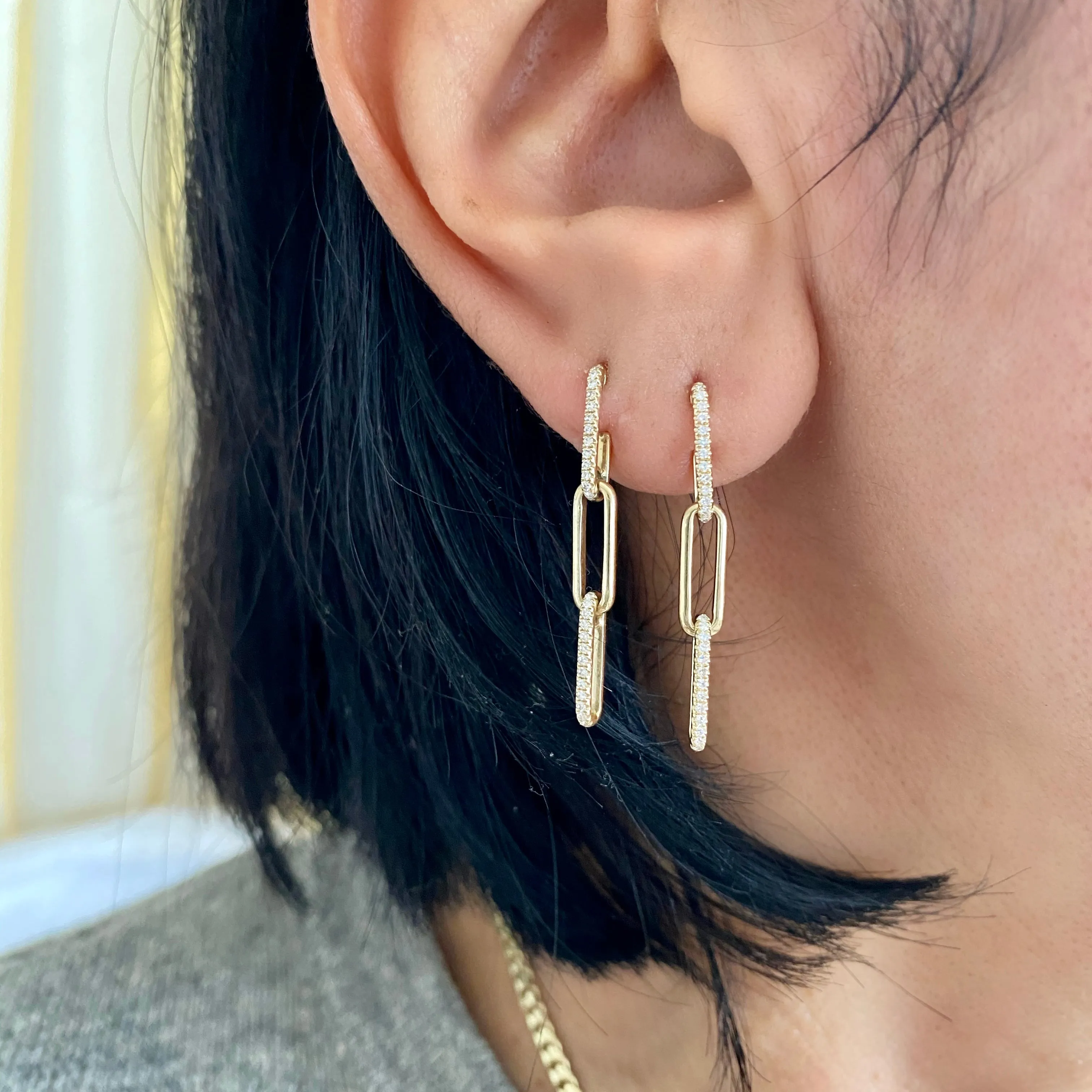 14KT Gold Diamond Charlotte Link Earrings
