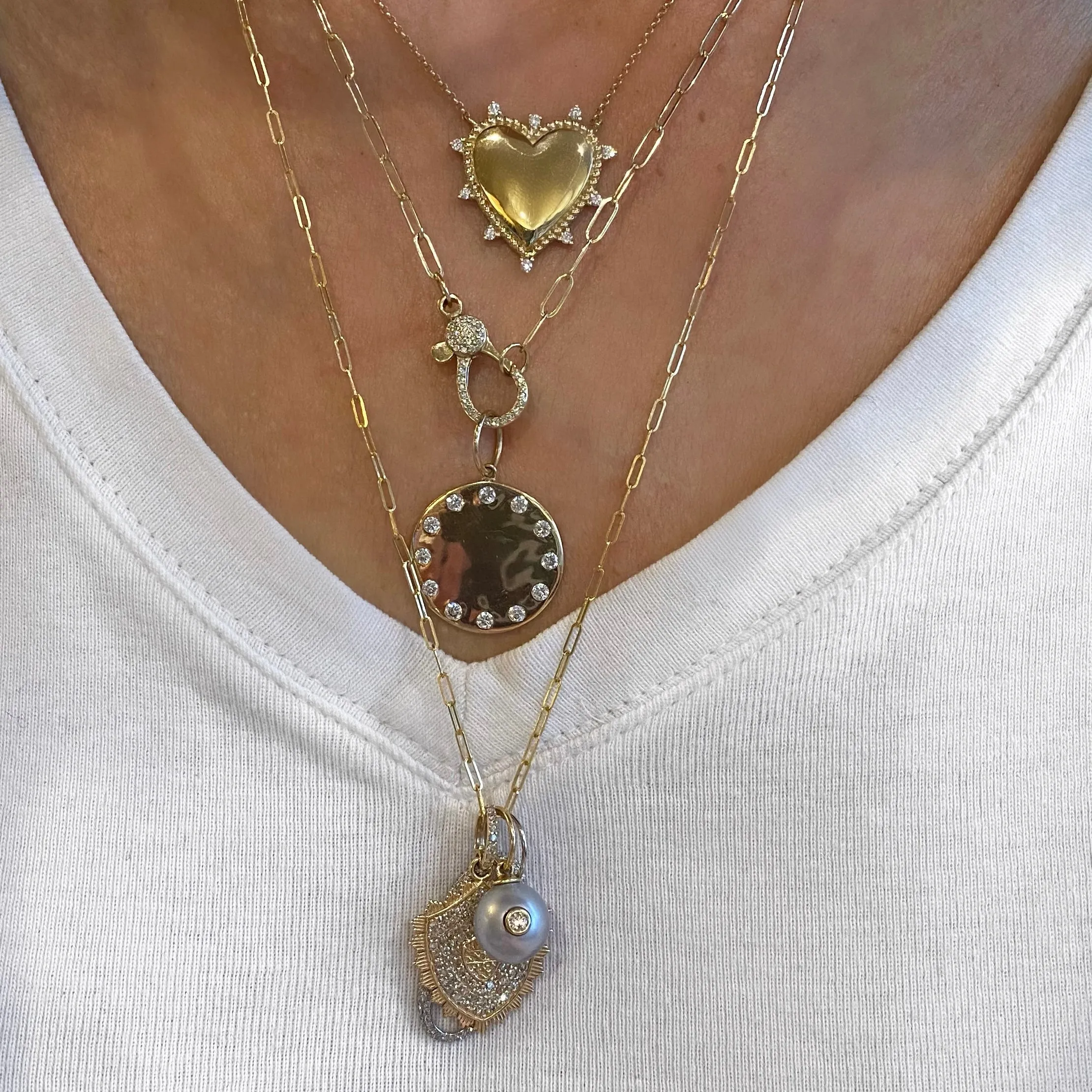 14KT Gold Diamond Paloma Heart Necklace