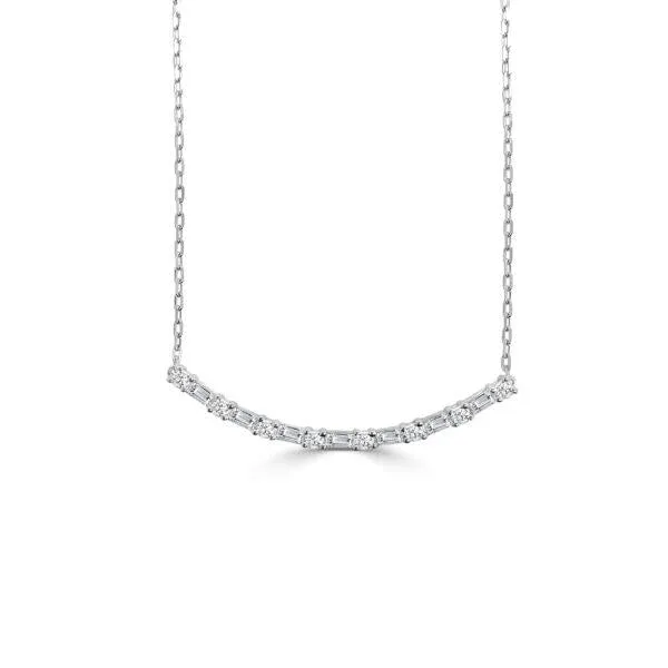 14KW DIAMOND LARGE MONACO CURVED BAR NECKLACE