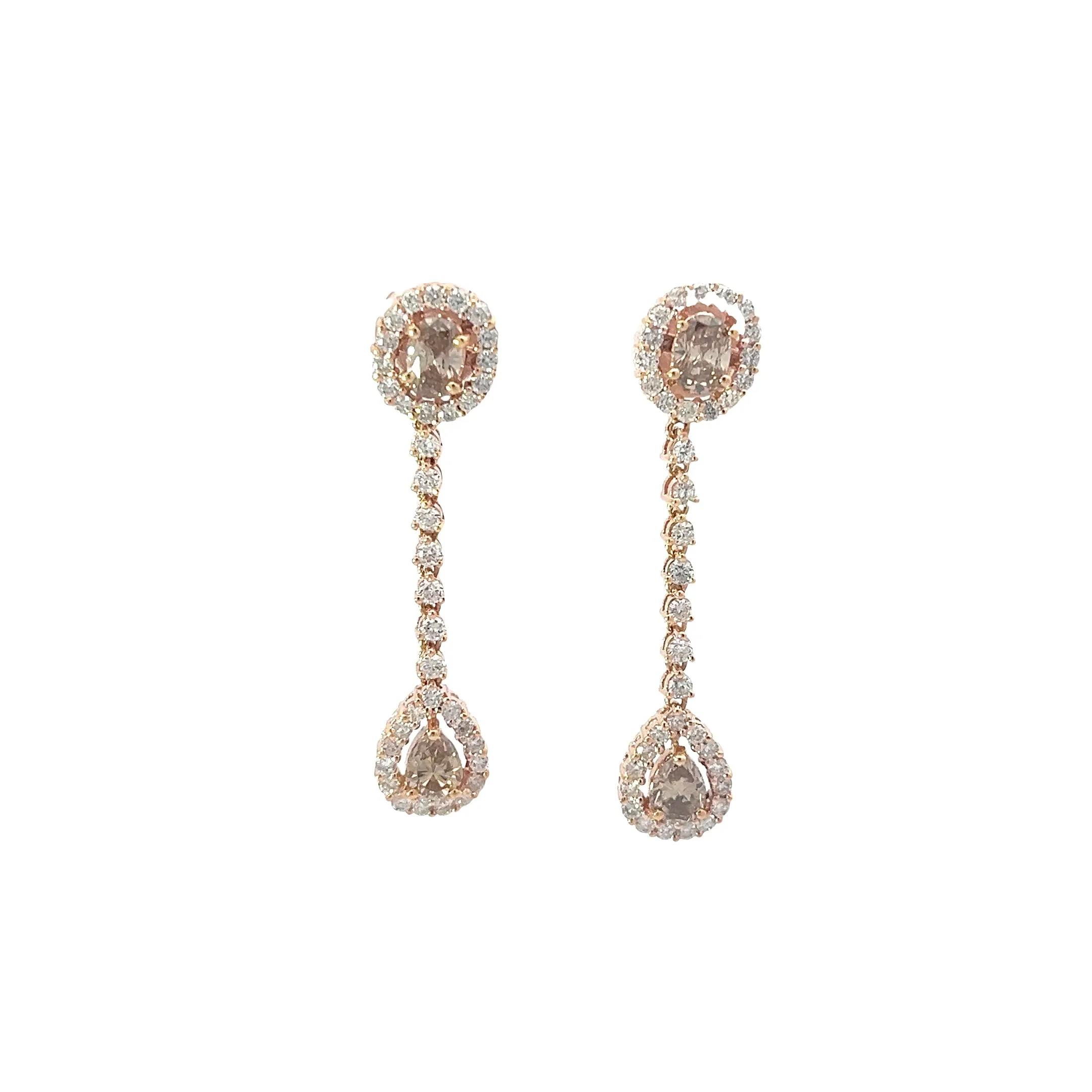 18k Rose Gold 1.30ct Chocolate and White Diamond Earrings
