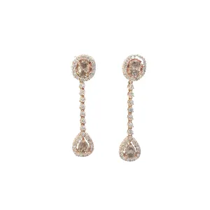 18k Rose Gold 1.30ct Chocolate and White Diamond Earrings