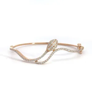 18K Rose Gold 1.50ct F VS2 Round Diamond  Snake/Serpent Bangle Bracelet