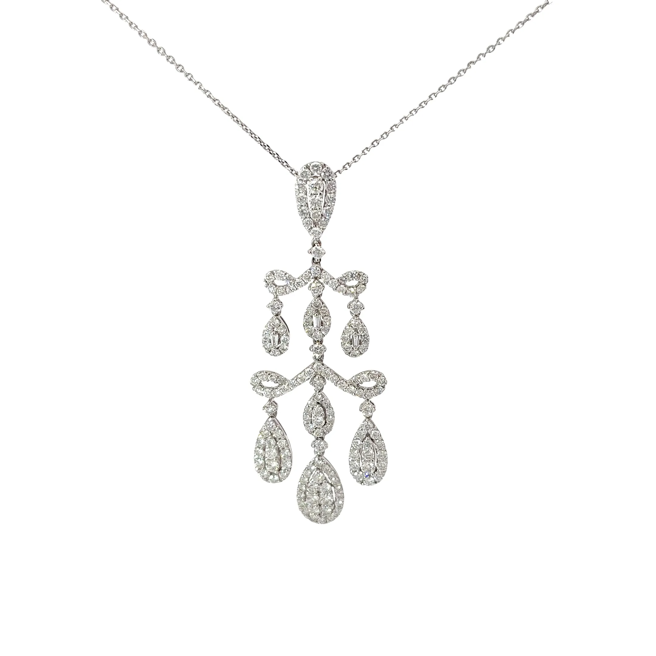 18k White Gold 3.48ct G SI1 Round Diamond Fashion Necklace