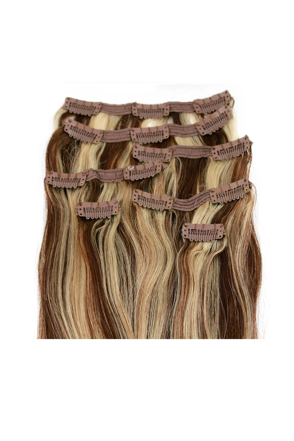 18" Clip In Hair Extensions: No P4-613 Dark Brown/ Monroe Blonde