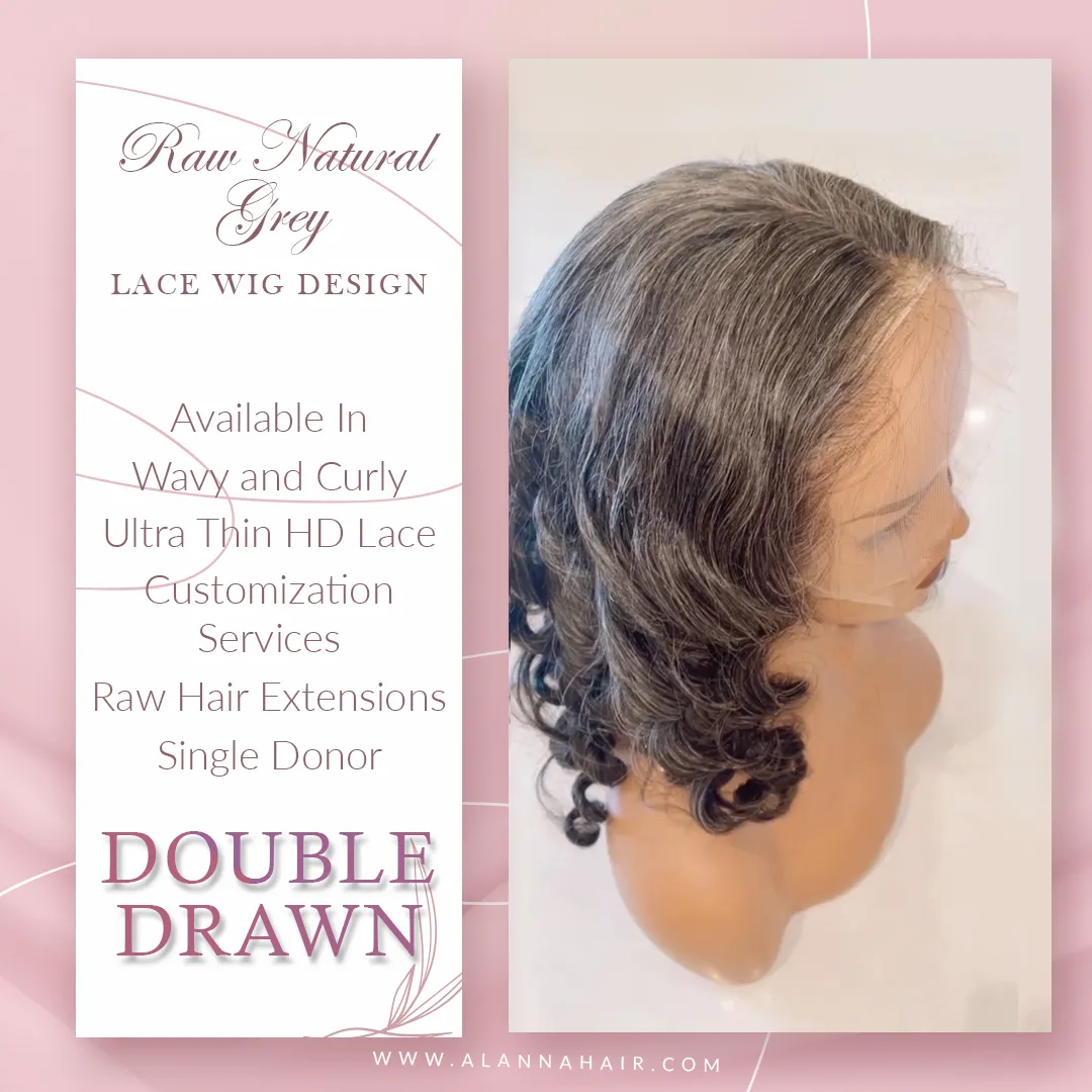 20 inch Raw Natural Grey Full Lace Wig Design
