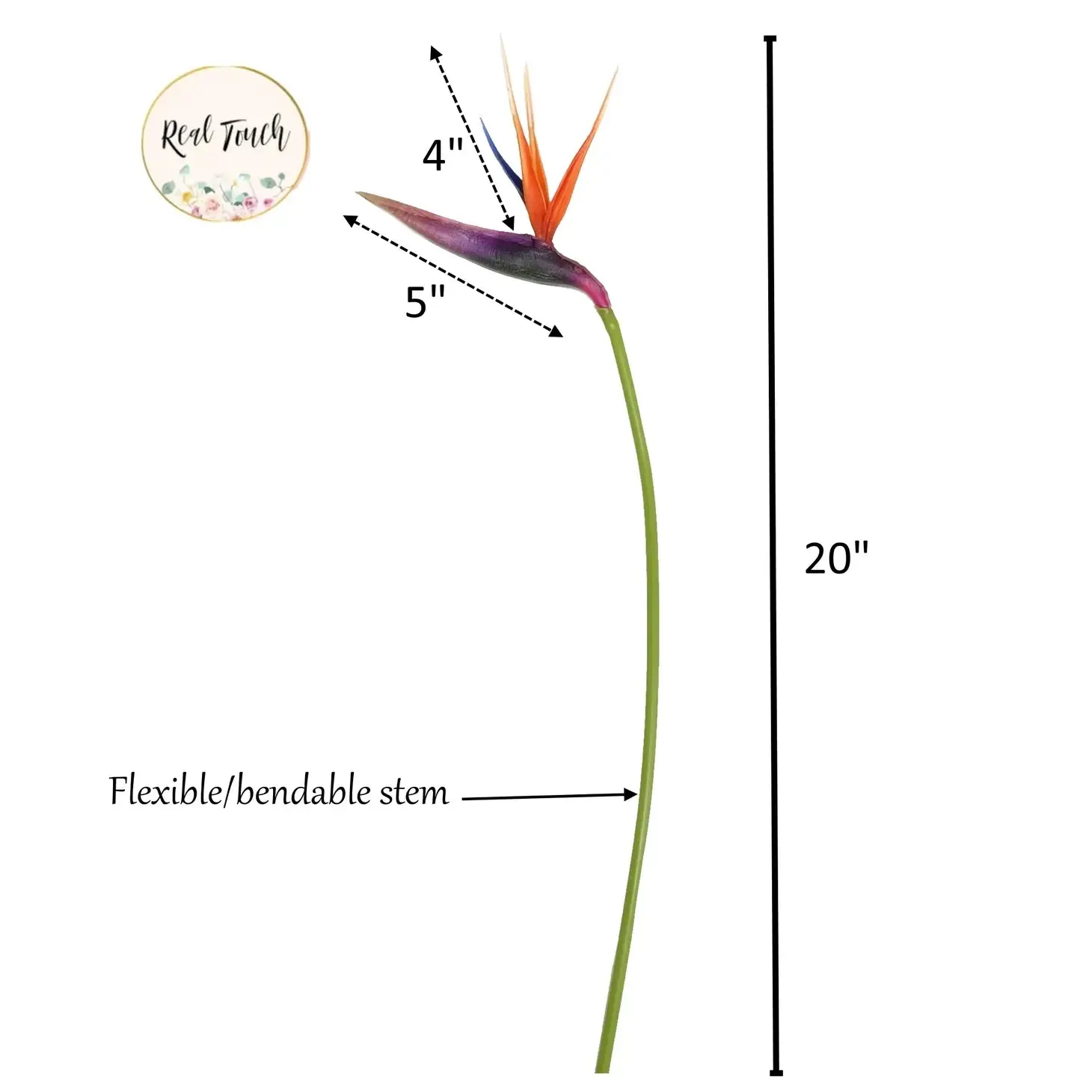 20" Real Touch Bird of Paradise-navy/begonia/orange