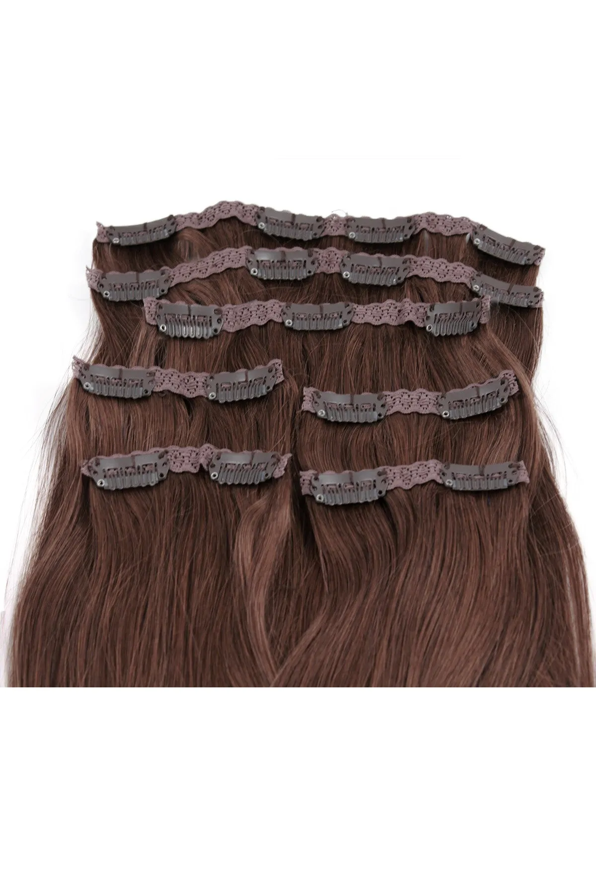 21" Clip In Hair Extensions: No 6 Chestnut Brown