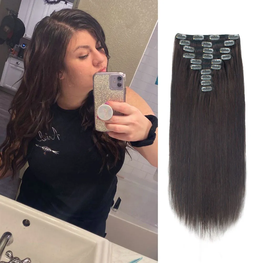 220g Dark Brown 2# Clip In Hair Extensions 22"