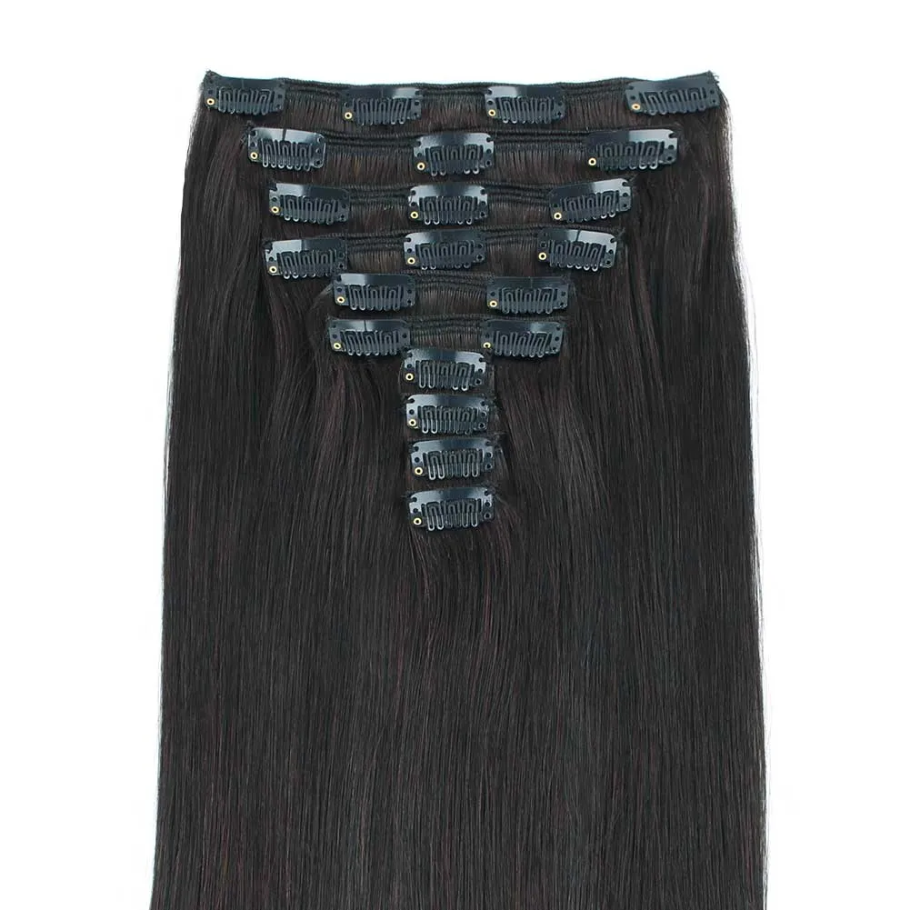 220g Off Black 1B# Clip In Hair Extensions 22"