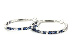 2.72ct tw Blue Sapphire & Inside-out Diamond Gold Hoop Earrings