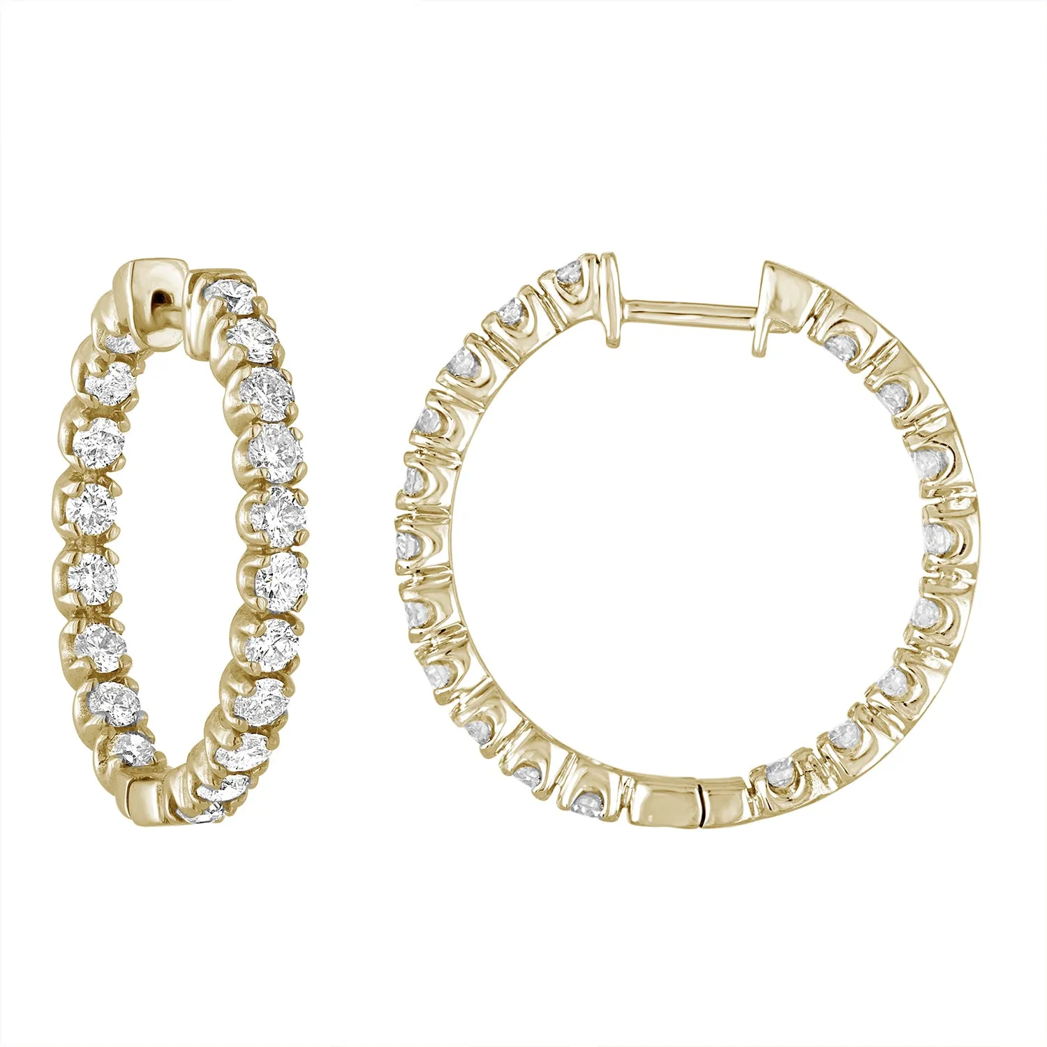 3 cttw Inside Out Lab Grown Diamond Hoop Earrings in 14K Gold