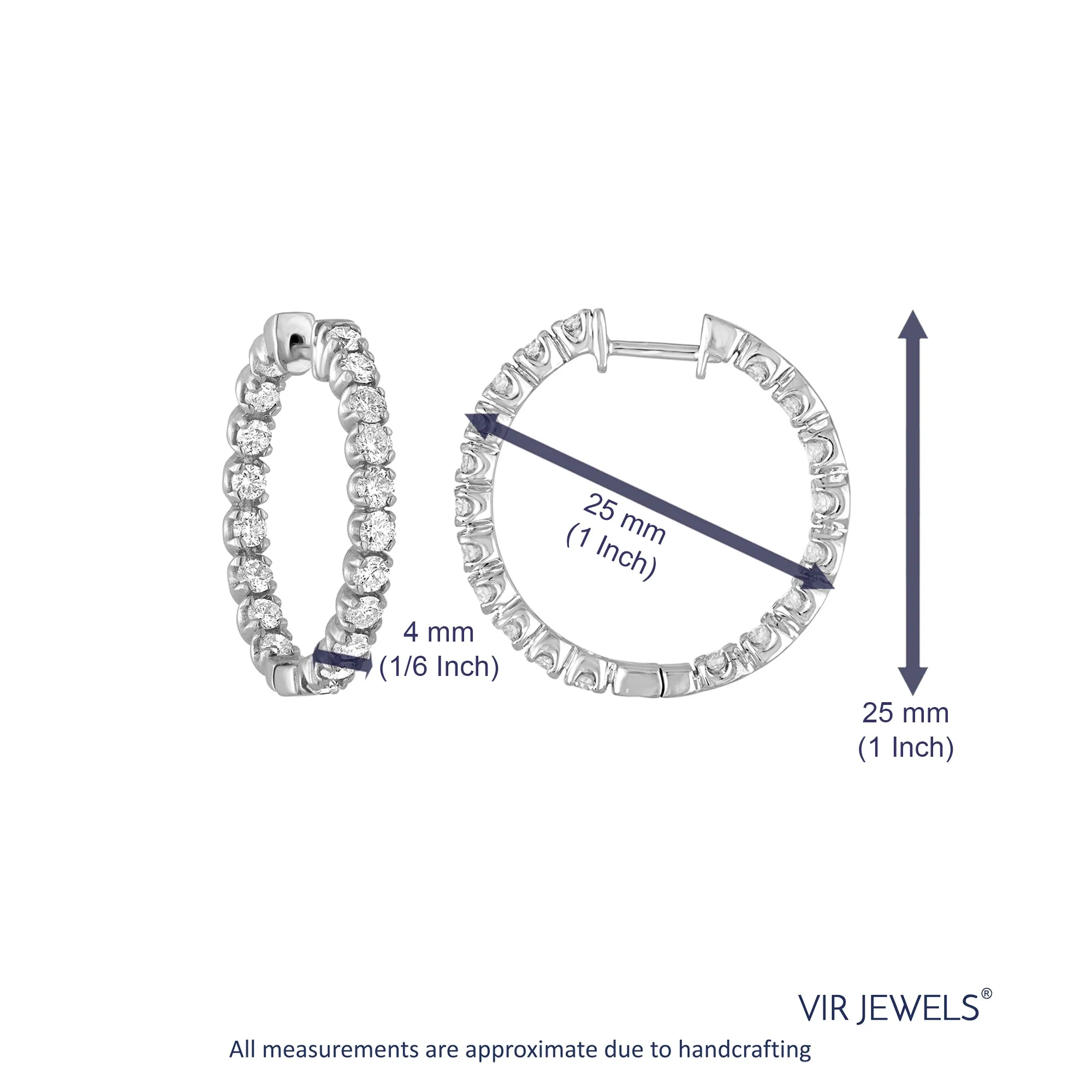 3 cttw Inside Out Lab Grown Diamond Hoop Earrings in 14K Gold