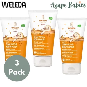 [3 Pack] Weleda Kids 2in1 Shampoo & Body Wash Happy Orange, 150ml