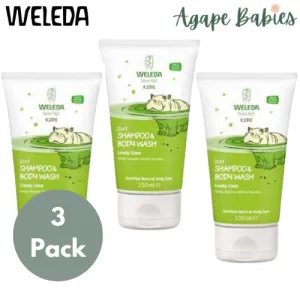 [3 Pack] Weleda Kids 2in1 Shampoo & Body Wash Lively Lime, 150ml