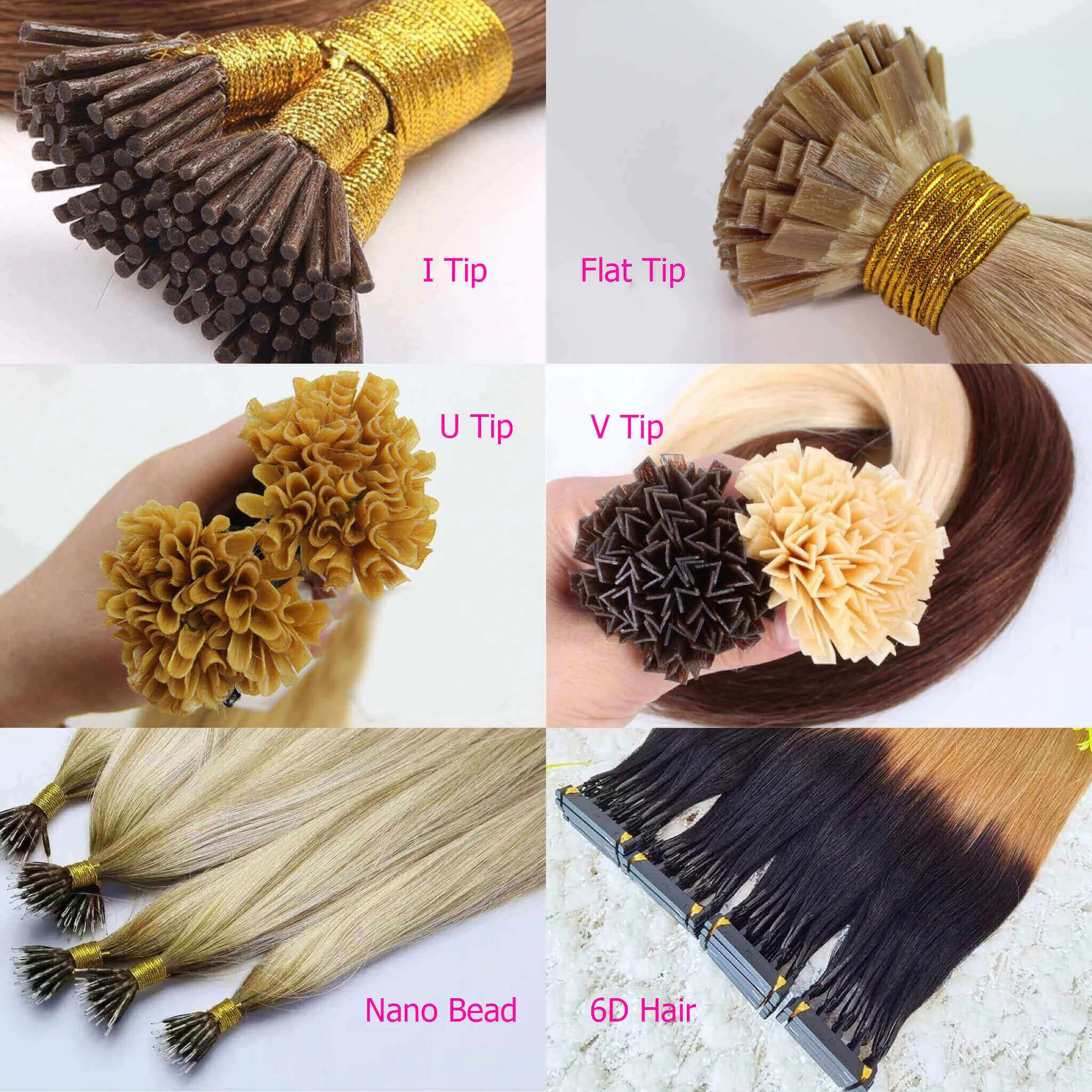#30 Medium Auburn Pre-bonded I/U/V/Flat Tip Hair |Nano Ring |6D Hair Extensions