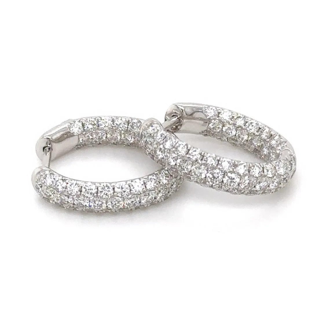 3.06ct tw Pave Diamond Huggie Hoop Earrings