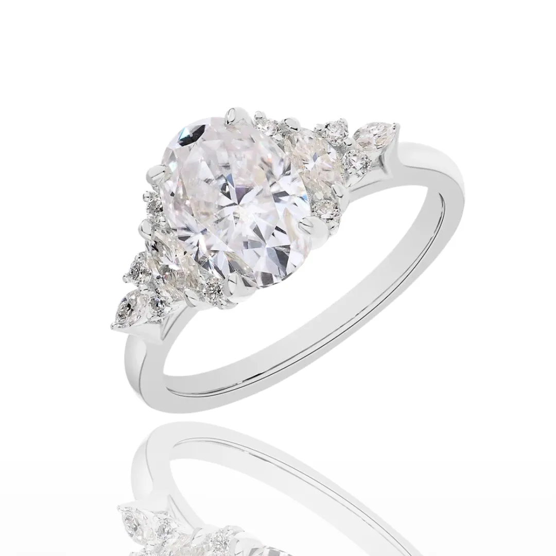 3.0Ct Oval-cut Diamond White Gold Engagement Ring