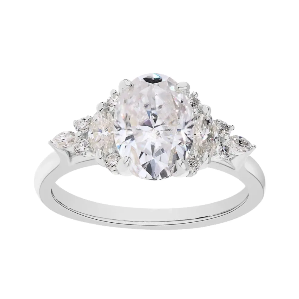 3.0Ct Oval-cut Diamond White Gold Engagement Ring