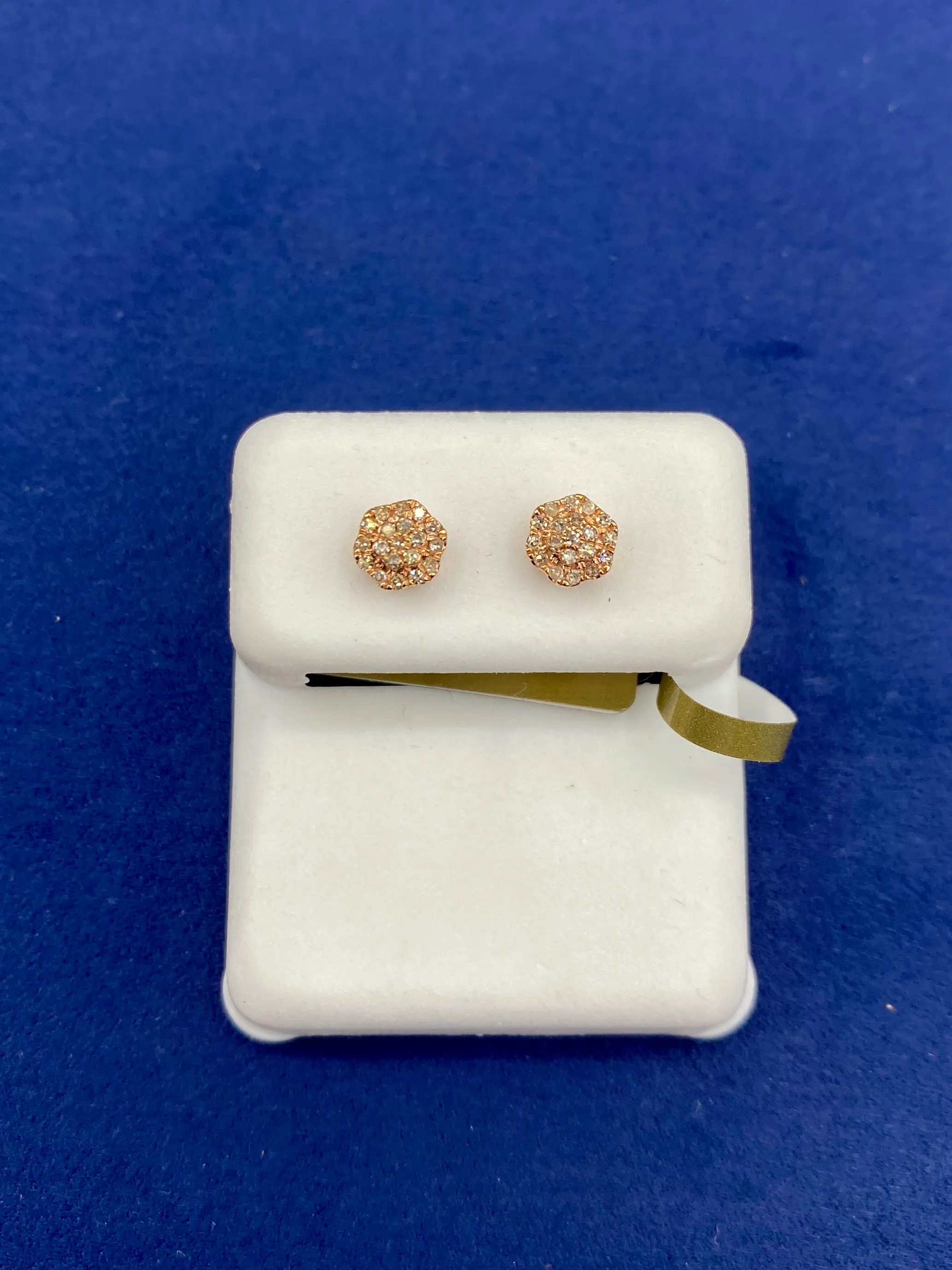 3D Flower Style Gold & Diamond Earrings