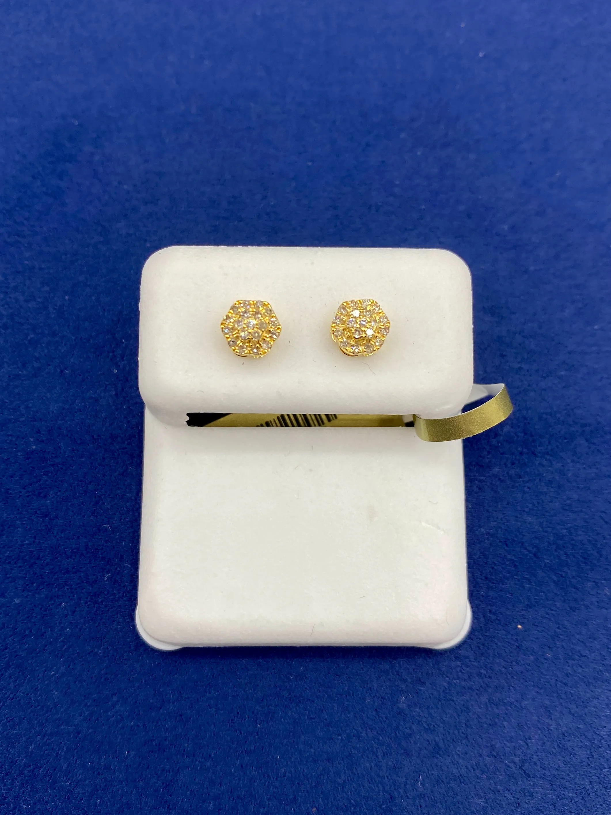 3D Flower Style Gold & Diamond Earrings