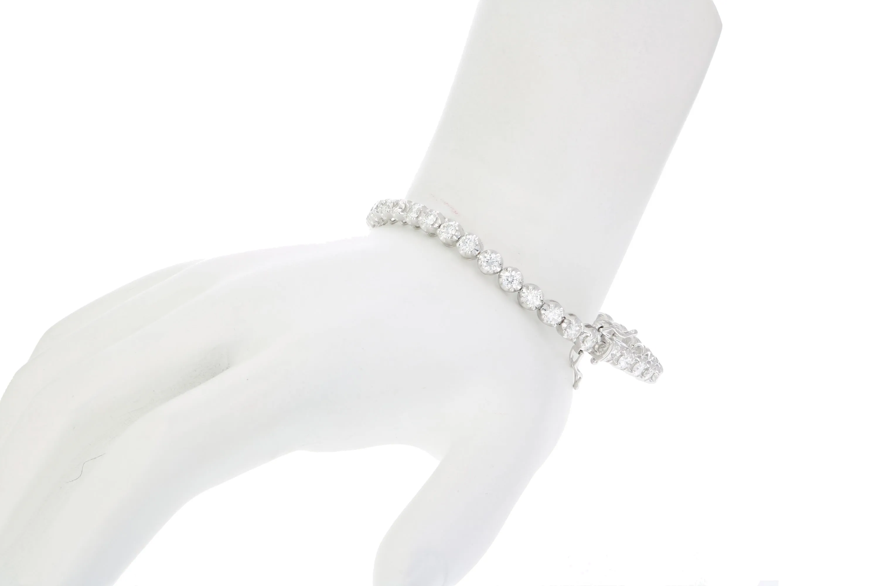4 cttw Diamond Tennis Bracelets in Bubble Shape 14K White Gold