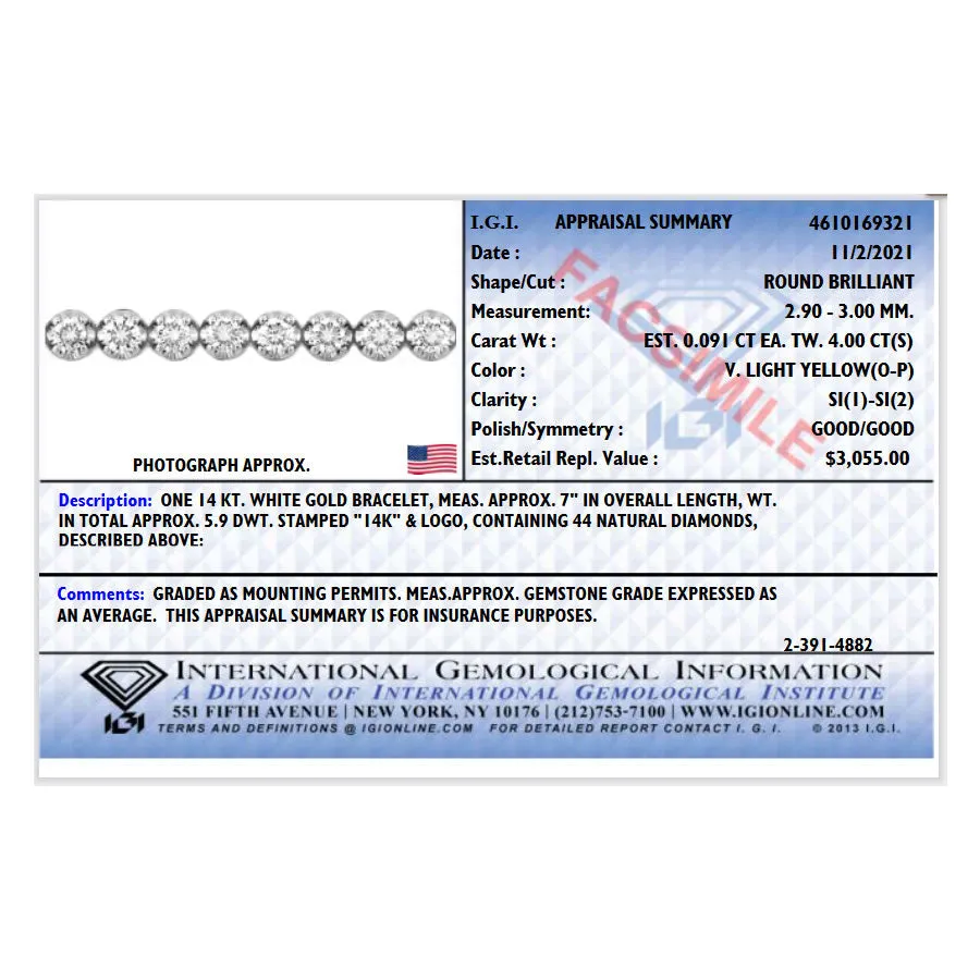 4 cttw Diamond Tennis Bracelets in Bubble Shape in 14K White Gold