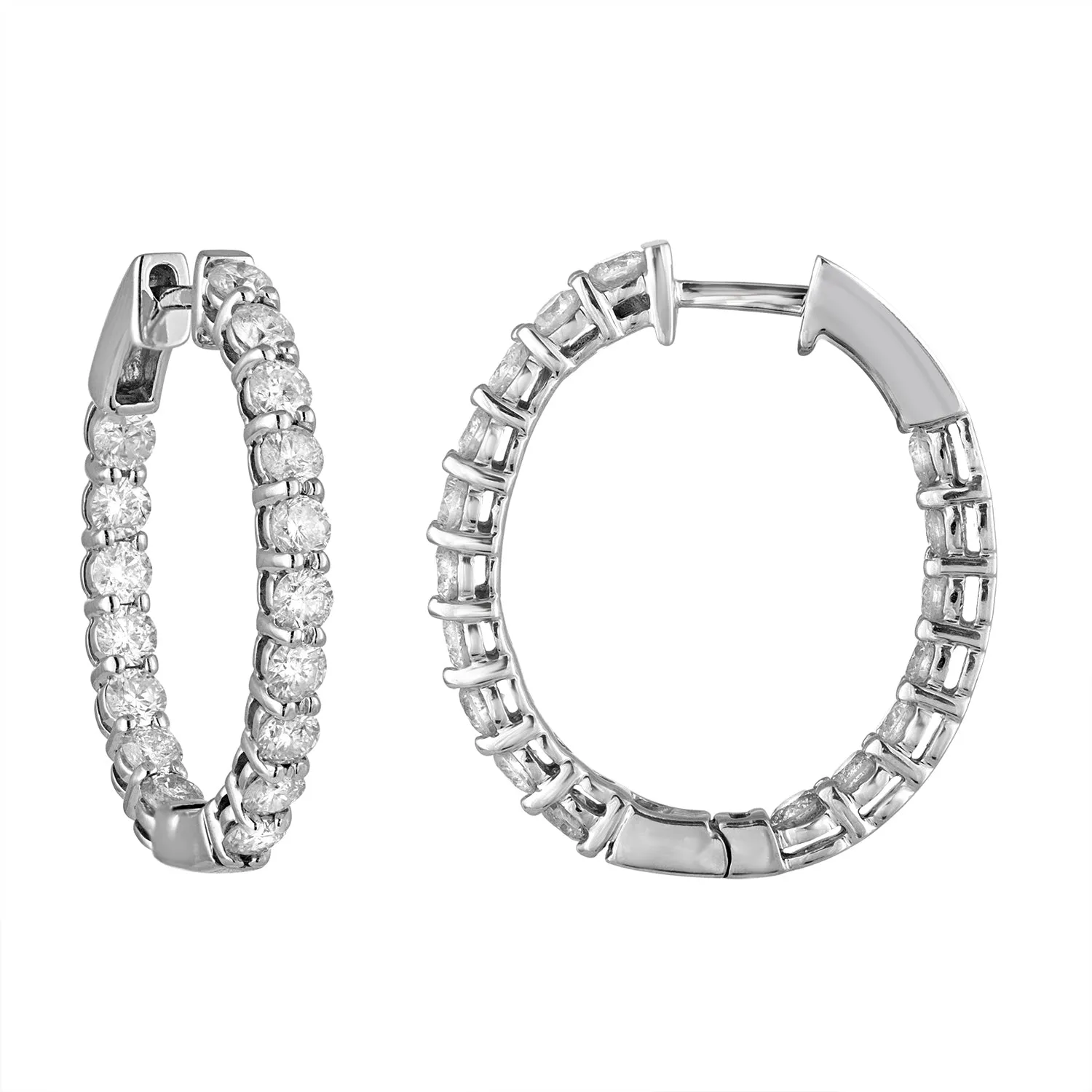 4 cttw Lab Grown Diamond Inside Out Hoop Earrings in 14K Gold