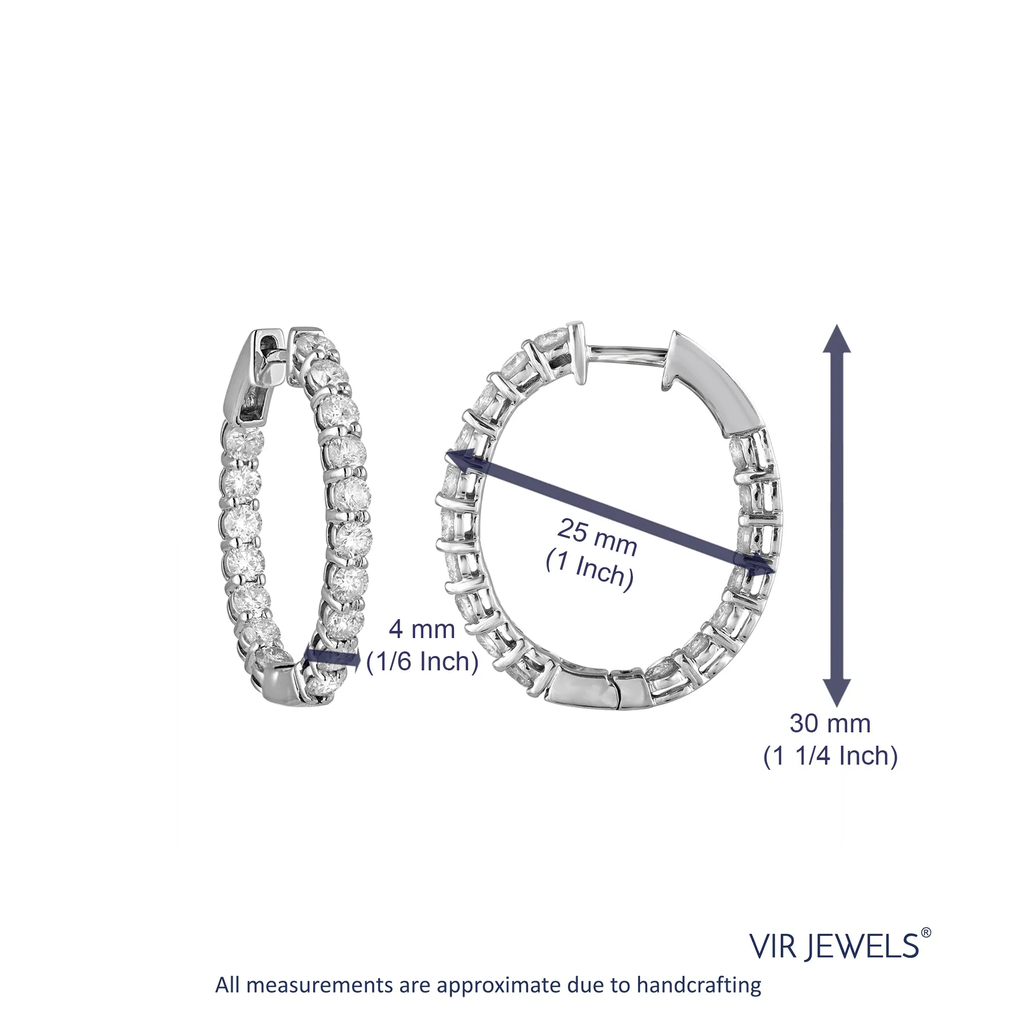 4 cttw Lab Grown Diamond Inside Out Hoop Earrings in 14K Gold