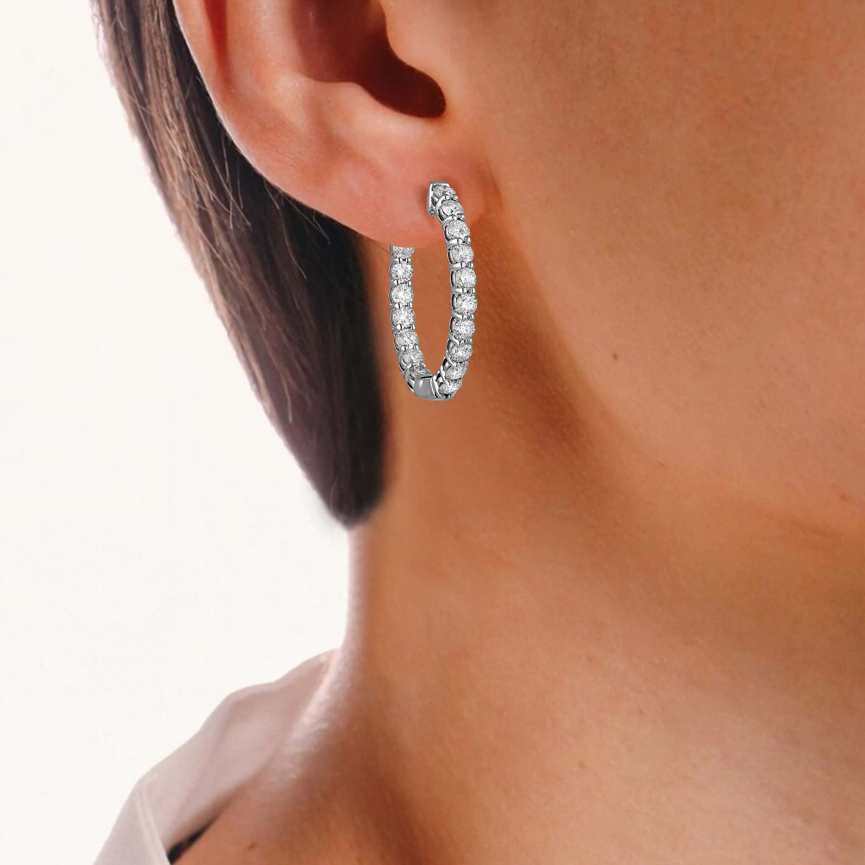 4 cttw Lab Grown Diamond Inside Out Hoop Earrings in 14K Gold