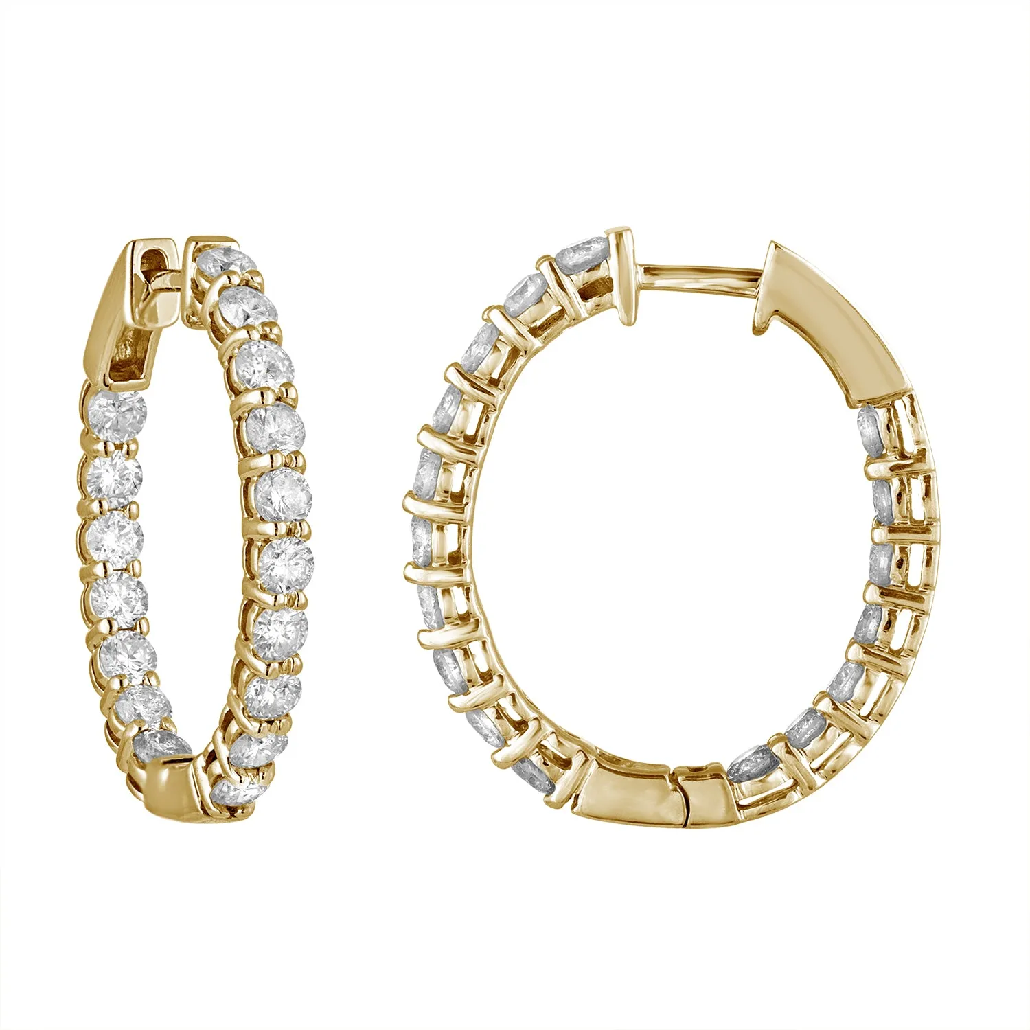 4 cttw Lab Grown Diamond Inside Out Hoop Earrings in 14K Gold
