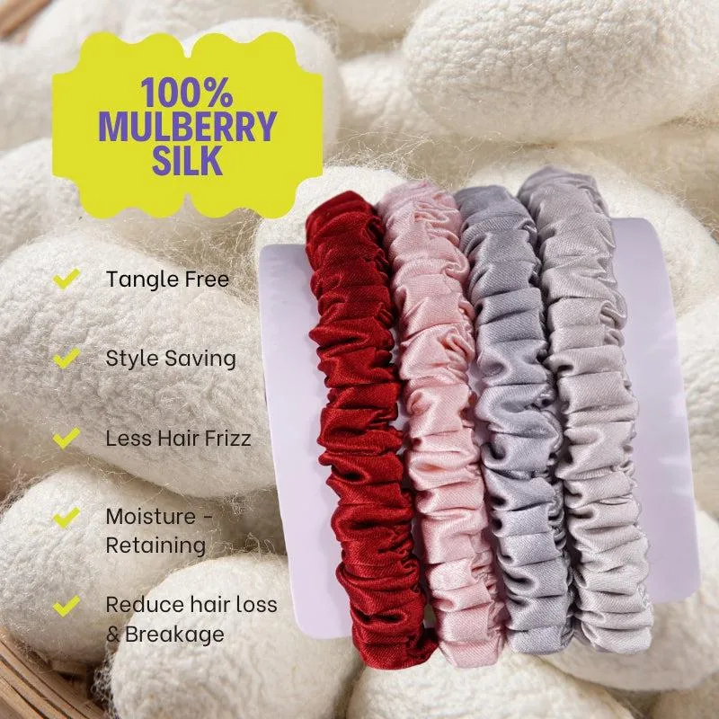 4 Pack Mini Silk Hair Ties - Tuneful - dropshipping