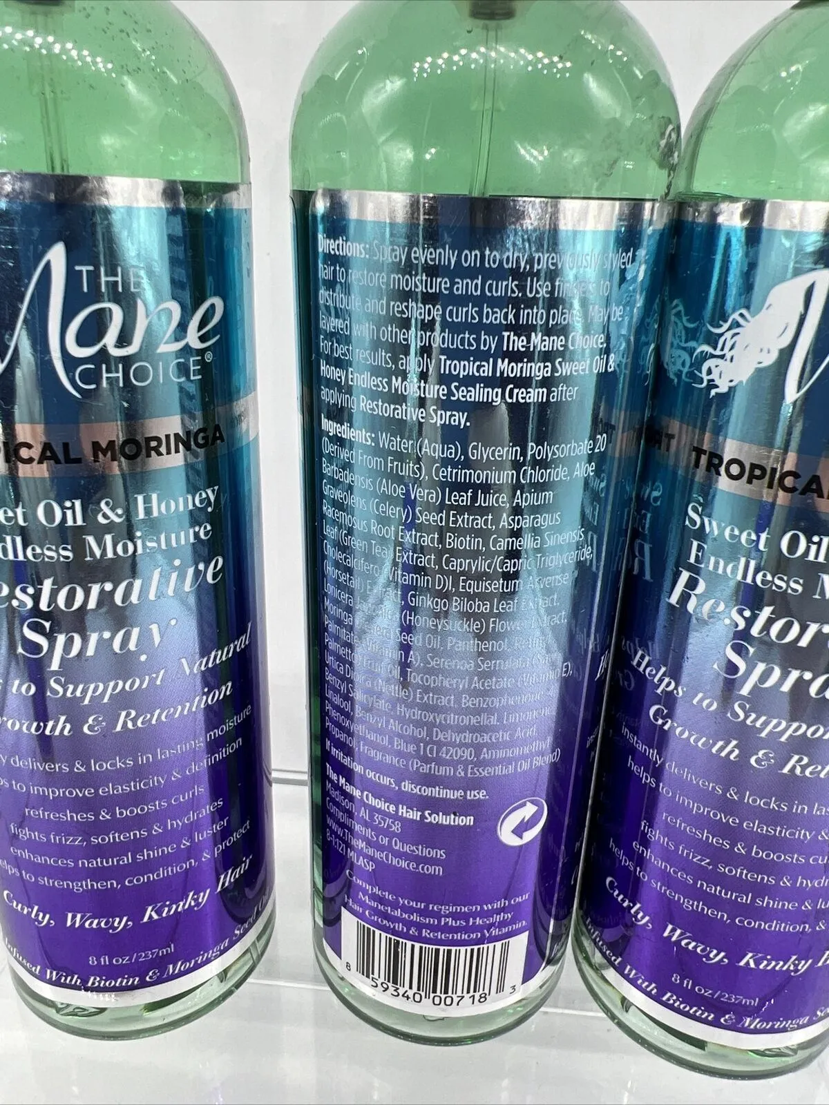 (4) The Mane Choice Tropical Moringa Restorative Spray Curly Wavy Kinky Hair 8oz